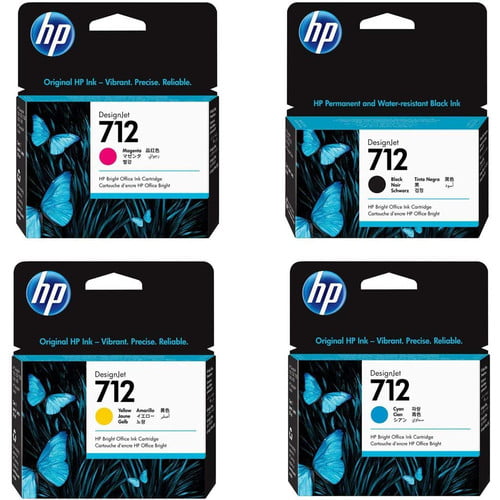 HP 712 Value Park - 1 x 38ml Black 1 x of Each 29ml Colours cartridges