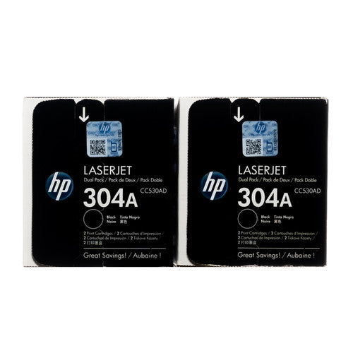 CC530AD | HP 304A | Original HP Dual Pack Toner Cartridges - Black - CartridgeOnlineSA