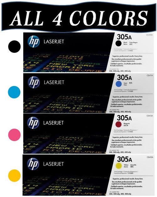 HP 305A SET | CE410A, CE411A, CE412A, CE413A | Original HP Toner Cartridge - Black, Cyan, Magenta, Yellow - CartridgeOnlineSA