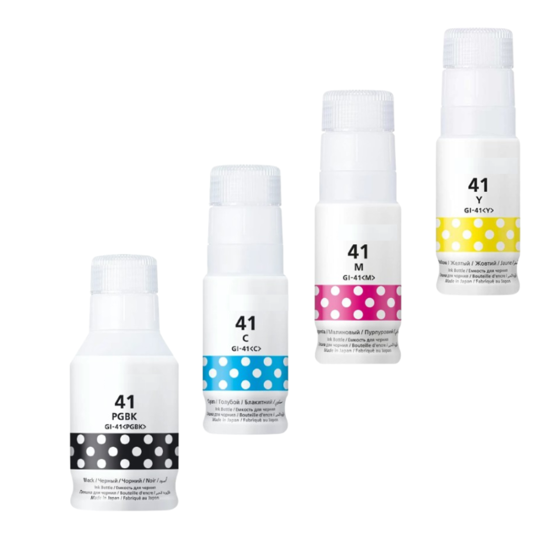 Compatible Canon GI-41 4-Pack Ink Bottle Bundle (Black, Cyan, Magenta, Yellow)