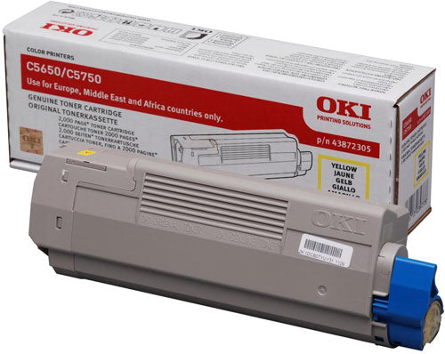 Genuine OKI 43872305 Yellow Toner Cartridge (2,000 pages) for OKI C5650, C5750 Printers - CartridgeOnlineSA