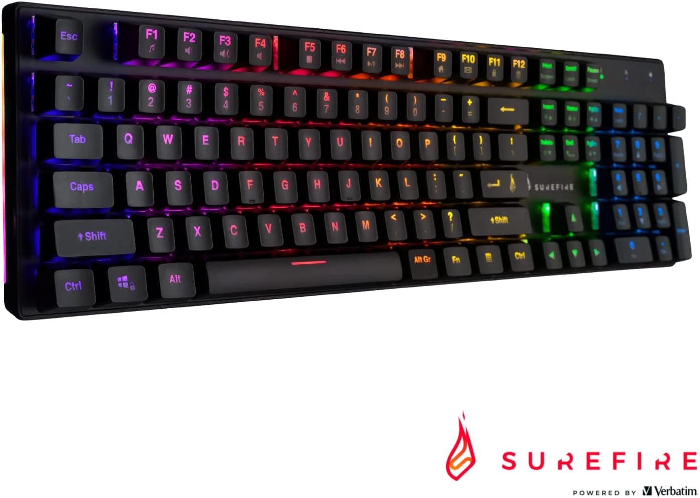 Surefire Kingpin M2 Mechanical Gaming Keyboard English, Gaming Multimedia Keyboard Full Size, RGB Keyboard with Lighting, 100% Anti-Ghosting Keys, English Layout QWERTY - CartridgeOnlineSA