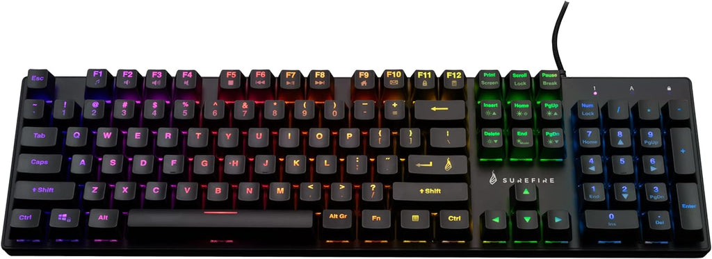 Surefire Kingpin M2 Mechanical Gaming Keyboard English, Gaming Multimedia Keyboard Full Size, RGB Keyboard with Lighting, 100% Anti-Ghosting Keys, English Layout QWERTY - CartridgeOnlineSA