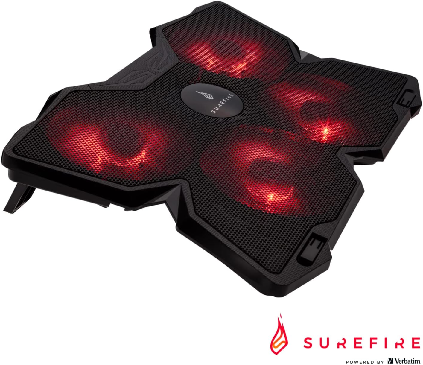 SureFire Bora Gaming Laptop Cooling Pad - laptop cooler 12"-17" - laptop fan cooling pad - cooling base for laptops - external notebook fan up to 1200 rpm - max 26 dBA - red I powered by Verbatim - CartridgeOnlineSA