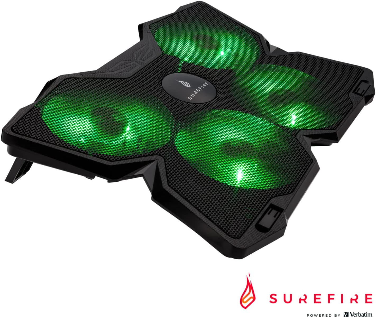 SureFire Bora Gaming Laptop Cooling Pad - laptop cooler 12"-17" - laptop fan cooling pad - cooling base for laptops - external notebook fan up to 1200 rpm - max 26 dBA - green I powered by Verbatim - CartridgeOnlineSA
