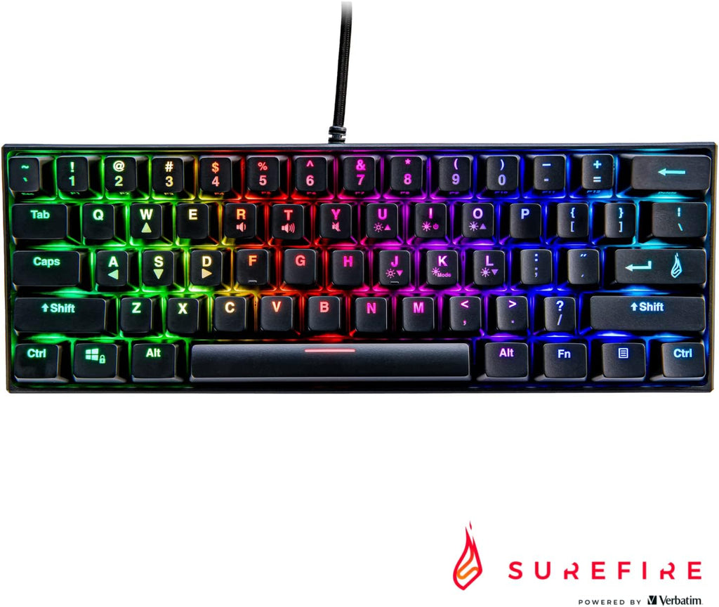 SureFire Kingpin M1 60% Mechanical Gaming Keyboard English, Gaming Multimedia Keyboard Small & Mobile, RGB Keyboard with Lighting, 100% Anti-Ghosting Keys, English Layout QWERTY - CartridgeOnlineSA