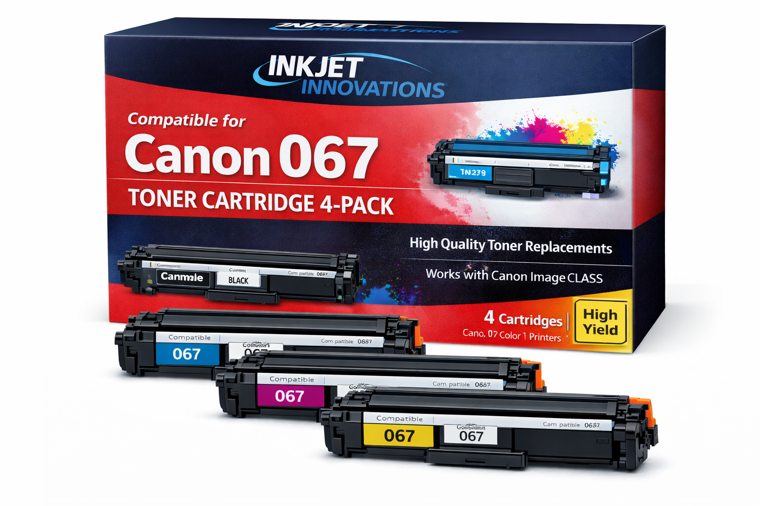 Compatible Canon 067 4-Pack Toner Cartridge Bundle (Black, Cyan, Magenta, Yellow)