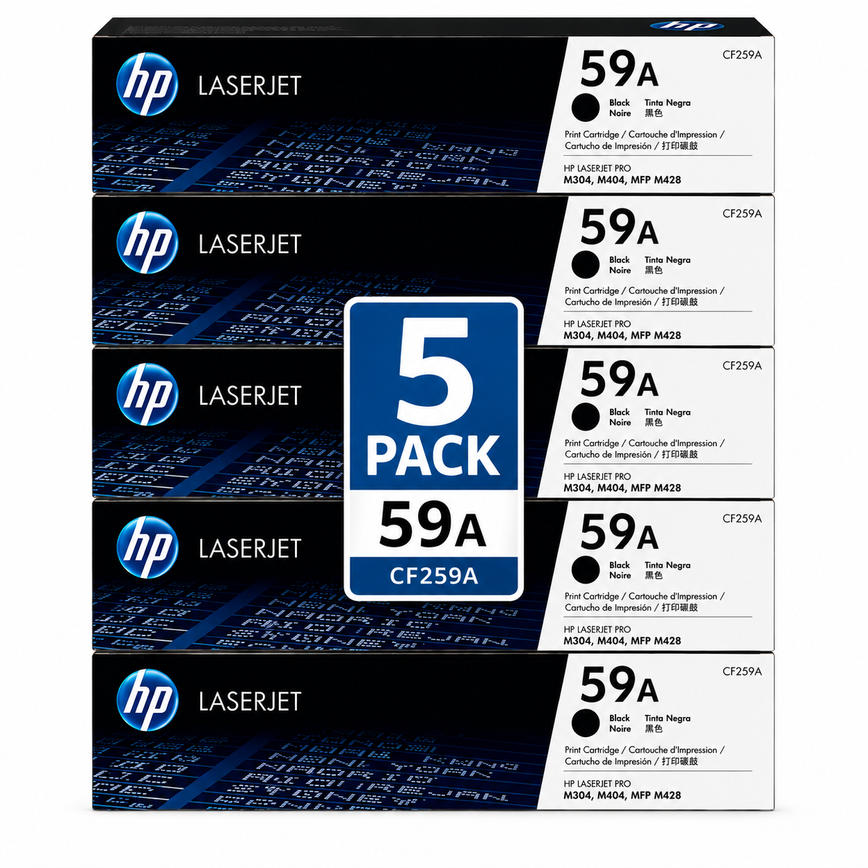 HP 59A Black Original Toner Cartridge - CF259A 5 Pack Bundle