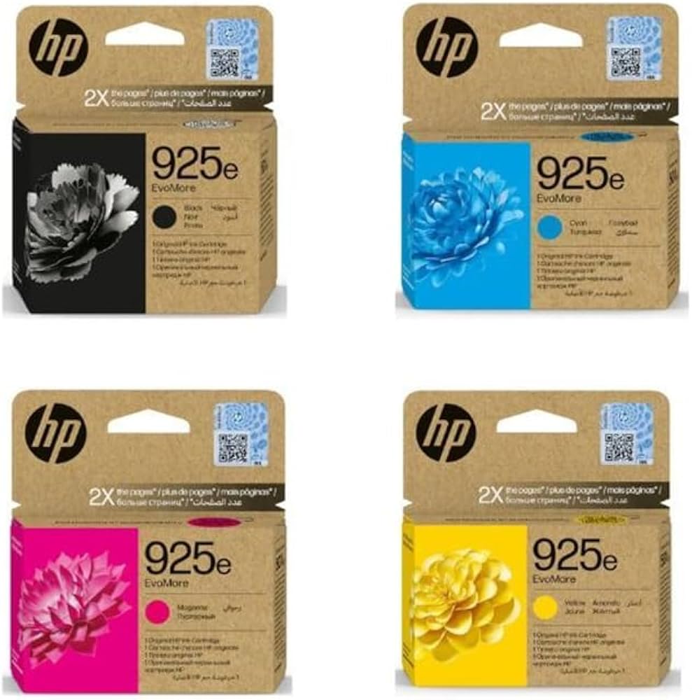 HP 925e EvoMore Ink Cartridge Bundle - Black, Cyan, Magenta & Yellow (4-Pack)