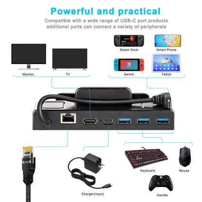Steam Deck Docking Station TV Base Stand Hub Steam oled Dock USB C to RJ45 Ethernet 4K 60HZ HD-compatible for ROG Ally Console