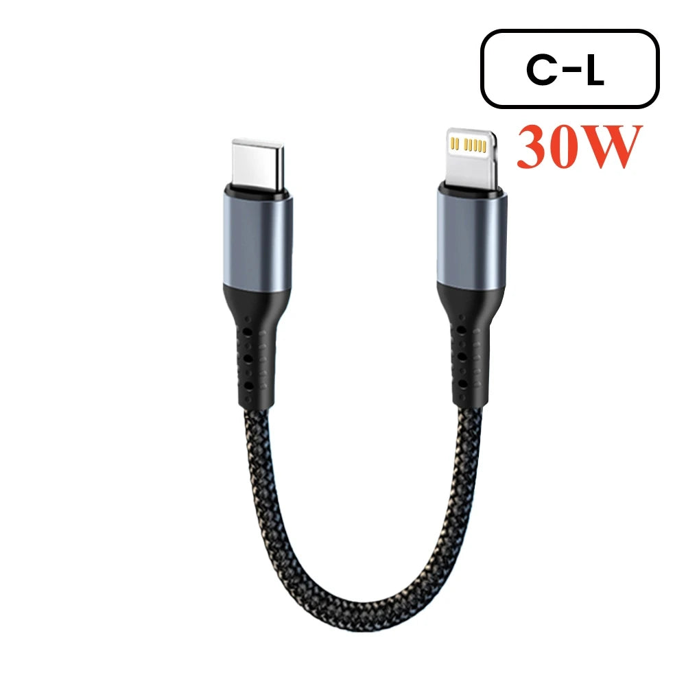 Crouch 90 Degree Short Cable USB Type C To Type C 6A 66W Fast Charge 25CM 50CM Power Bank USB C Cable For iphone Huawei Xiaomi