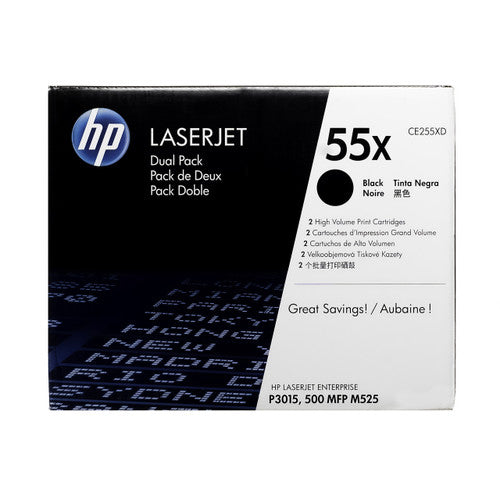 CE255XD | HP 55X 2-Pack | Original HP High-Yield Dual Pack Toner Cartridges - Black - CartridgeOnlineSA