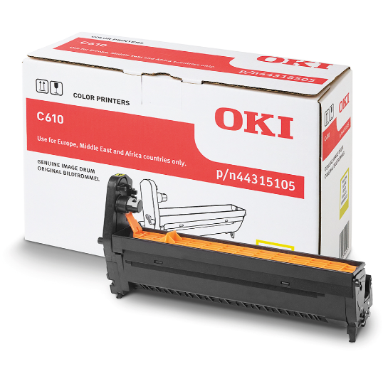 Genuine OKI 44315105 Yellow Image Drum (20,000 Pages) for OKI C610 Printers