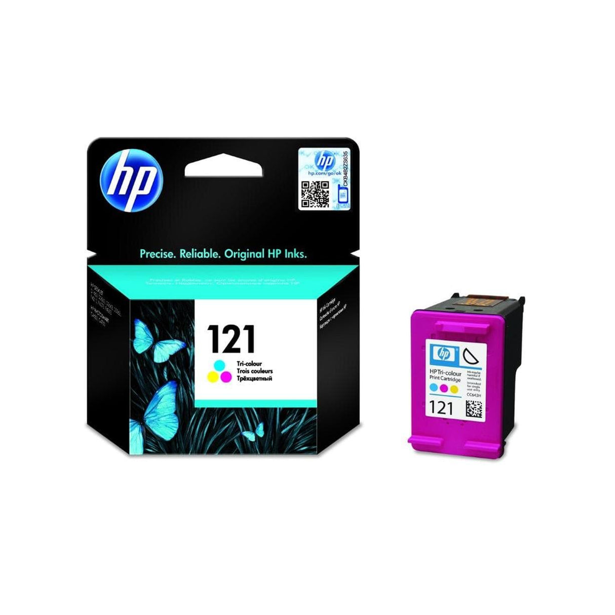 HP 121 Original Tri-Colour Ink Print Cartridge - Cyan, Magenta, Yellow CC643HE