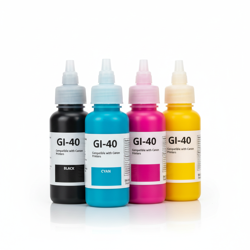 Compatible Canon GI-40 4-Pack Ink Bottle Bundle (Black, Cyan, Magenta, Yellow)