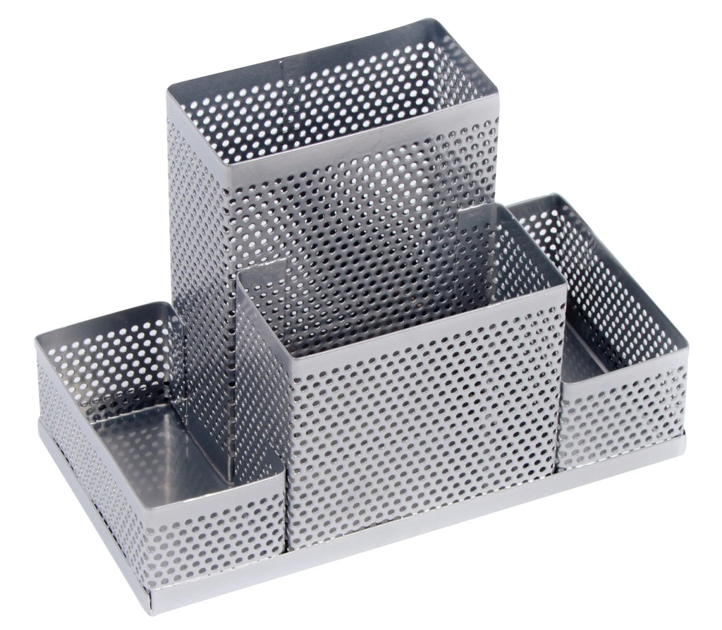 Kenzel Mesh Steel Desk Range - Desk Tidy - Silver