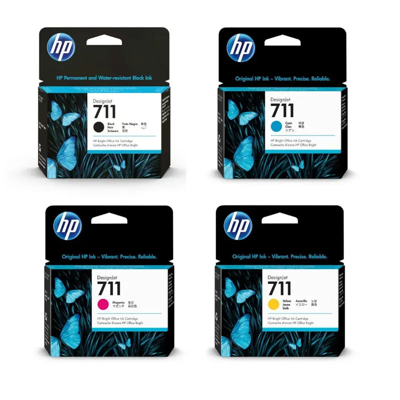 HP 711 Black, Cyan, Magenta, Yellow, 4 Pack Ink Cartridges