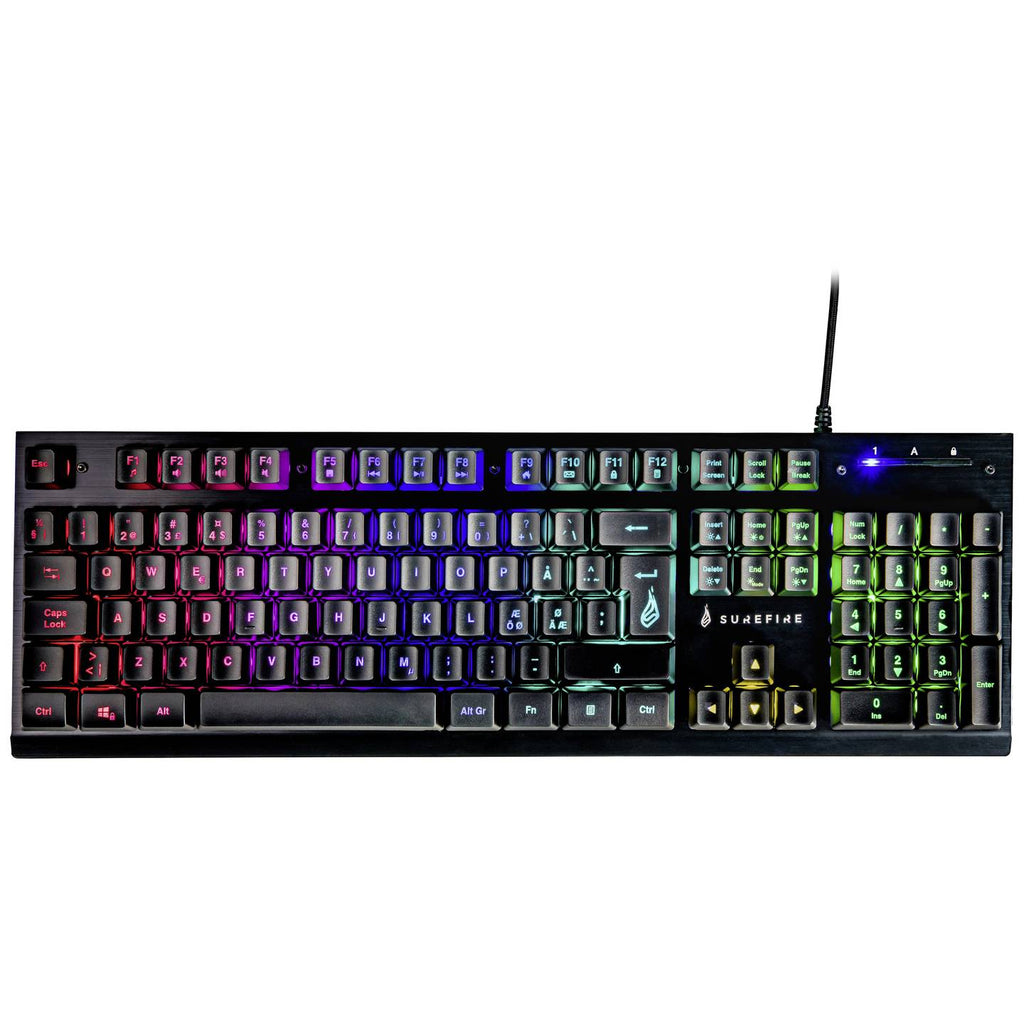 Surefire Gaming KingPin X2 Corded, USB Gaming keyboard Scandinavian, QWERTY Black Backlit, Multimedia buttons - CartridgeOnlineSA