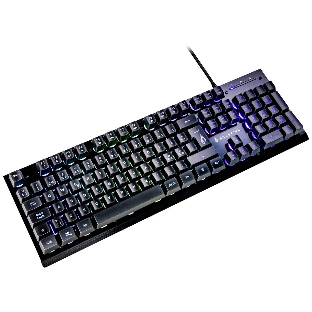 Surefire Gaming KingPin X2 Corded, USB Gaming keyboard Scandinavian, QWERTY Black Backlit, Multimedia buttons - CartridgeOnlineSA