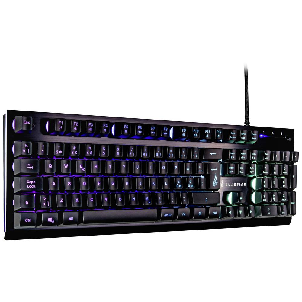 Surefire Gaming KingPin X2 Corded, USB Gaming keyboard Scandinavian, QWERTY Black Backlit, Multimedia buttons - CartridgeOnlineSA