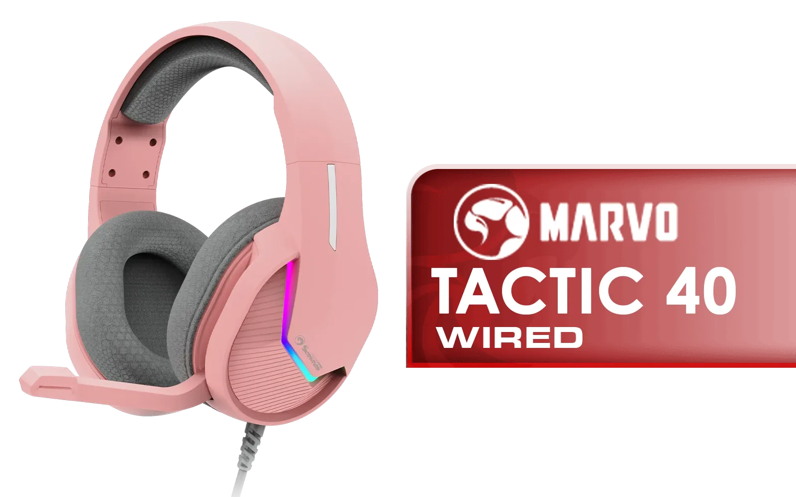 Marvo Tactic 40 RGB Gaming Headset - Pink