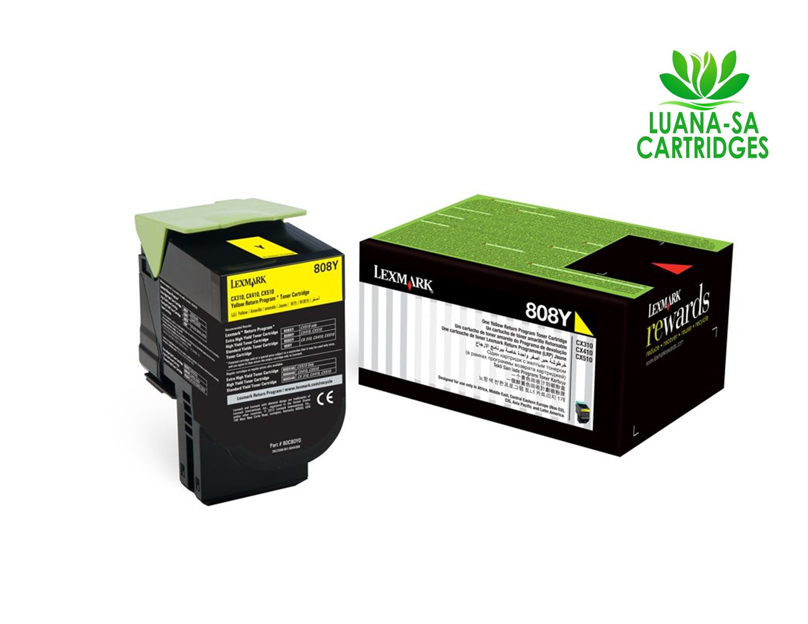 Genuine Lexmark L80C80Y0 808Y Yellow Return Program Toner Cartridge (1000 Pages)