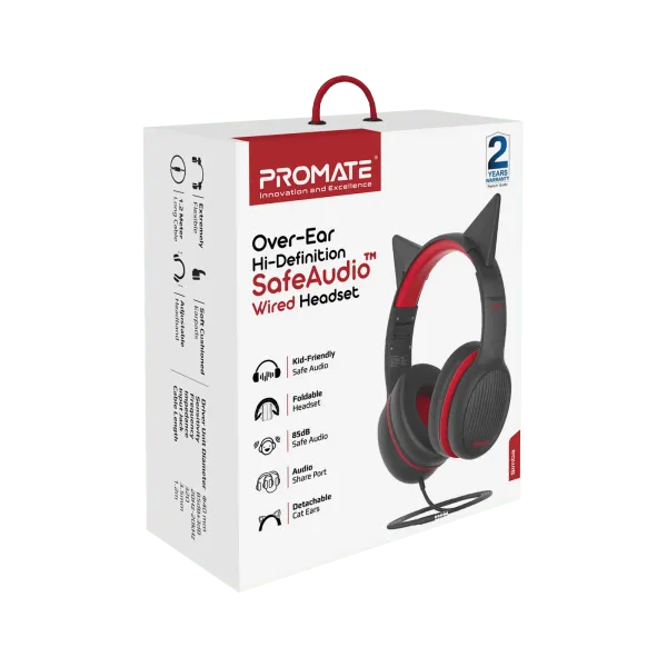 Promate Simba Over-Ear Hi-Definition SafeAudio™ Wired Headset