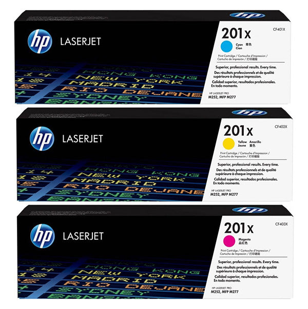 HP # 201X 3-pack High Yield Cyan/Magenta/Yellow Original LaserJet Toner Cartridges - - CartridgeOnlineSA