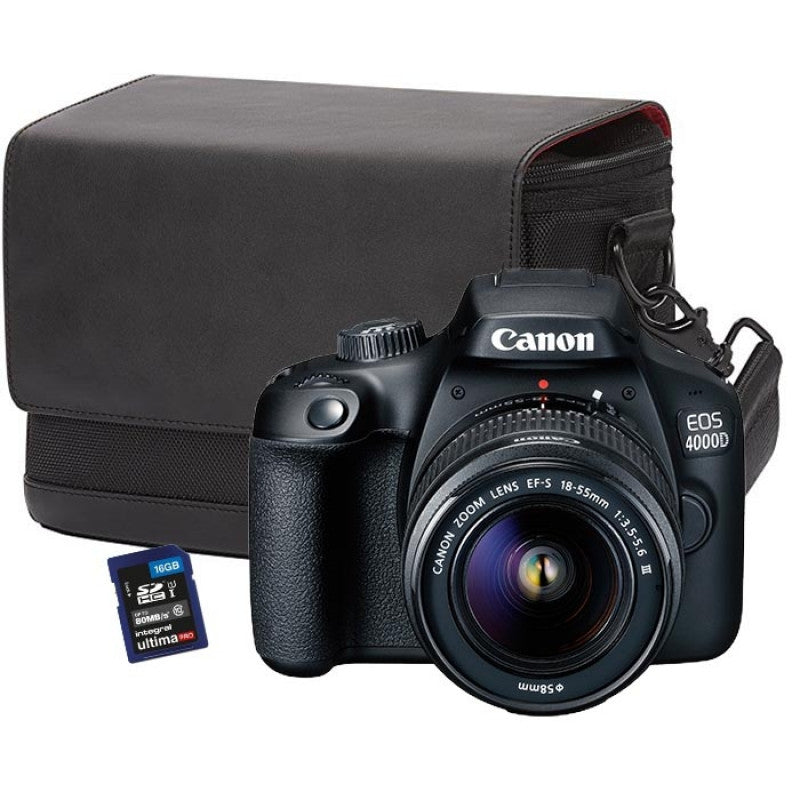 Canon EOS 4000D + EF-S18-55 F/3.5-5.6 III, Canon SB130 Bag, 16Gb SD Card Digital Camera - CartridgeOnlineSA